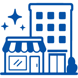 Commercial cleaning services for shops, small businesses, shared areas, washrooms, floors, and surfaces