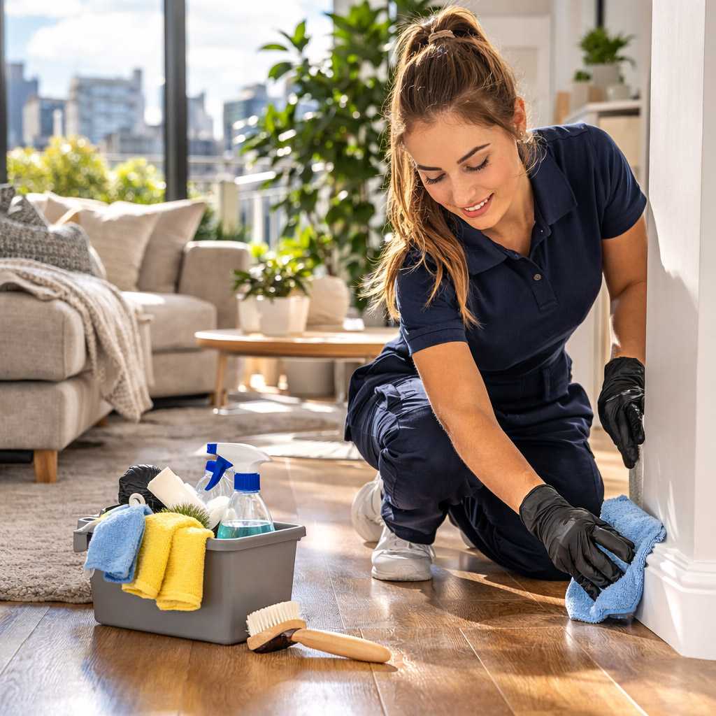 Detailed deep cleaning service for built-up dirt, hidden areas, kitchens, bathrooms, and home resets