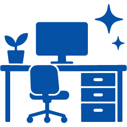 Office cleaning services for work areas, washrooms, floors, shared spaces, and reception areas